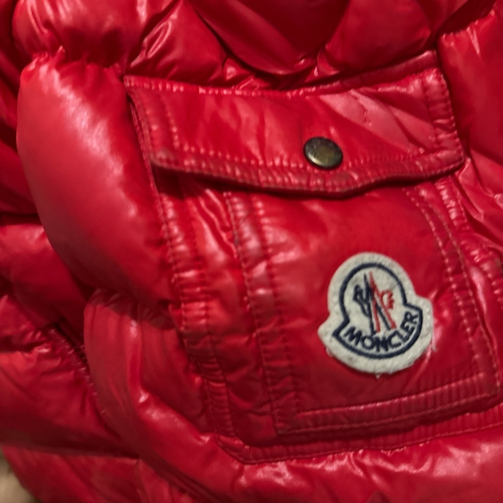 Moncler Red Puffer Jacket with Fur - Picture 6 of 6